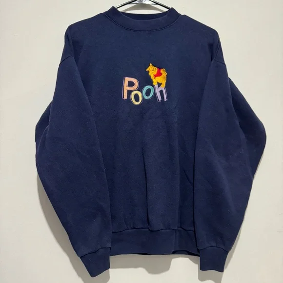 90s vintage Disney Pooh Embroidered Navy womens Sweatshirt - Picture 1 of 4